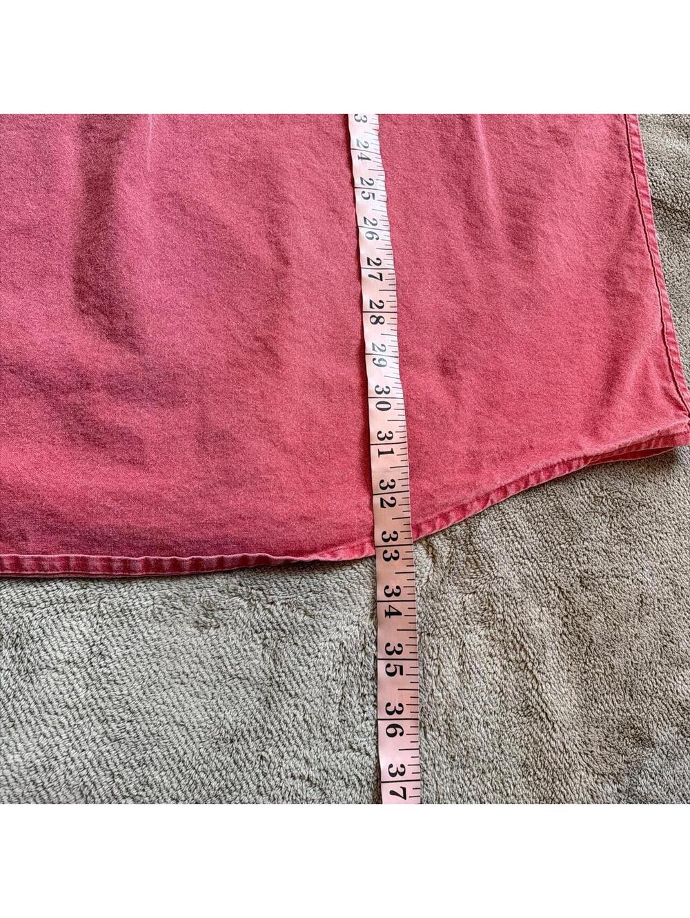 90s Faded Brick Red Heavyweight Cotton Short Sleeve Button Down Shirt fits L - Picture 6 of 7